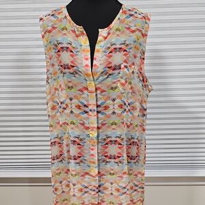 CAbi Cream Buttoned Blouse with Mandarin Collar